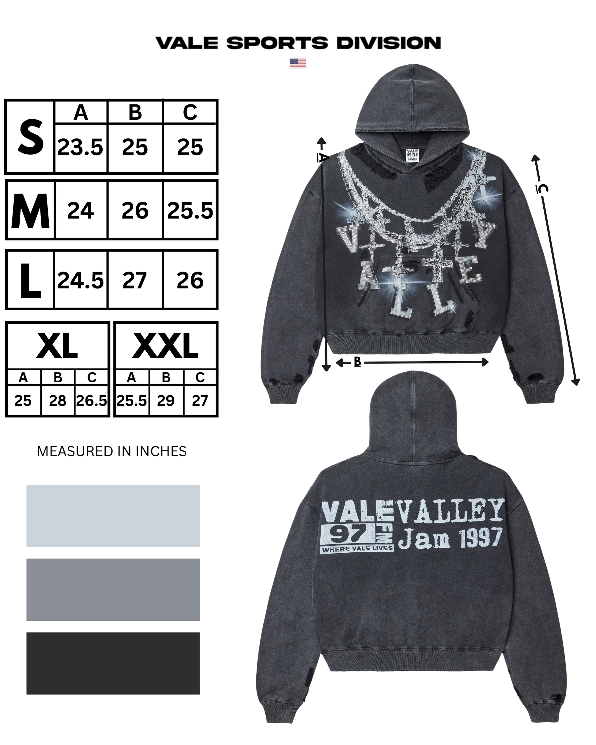 VALE FOREVER BLACK BIG CHAIN フーディ XL BLACK BIG CHAIN HOODIE – VALE JERSEY CITY
