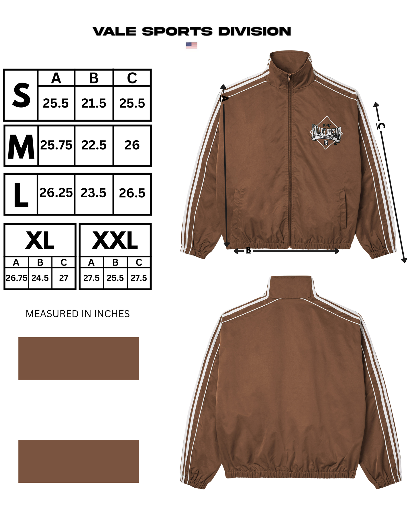 CHOCOLATE STRIPE TRACK JACKET – VALE JERSEY CITY