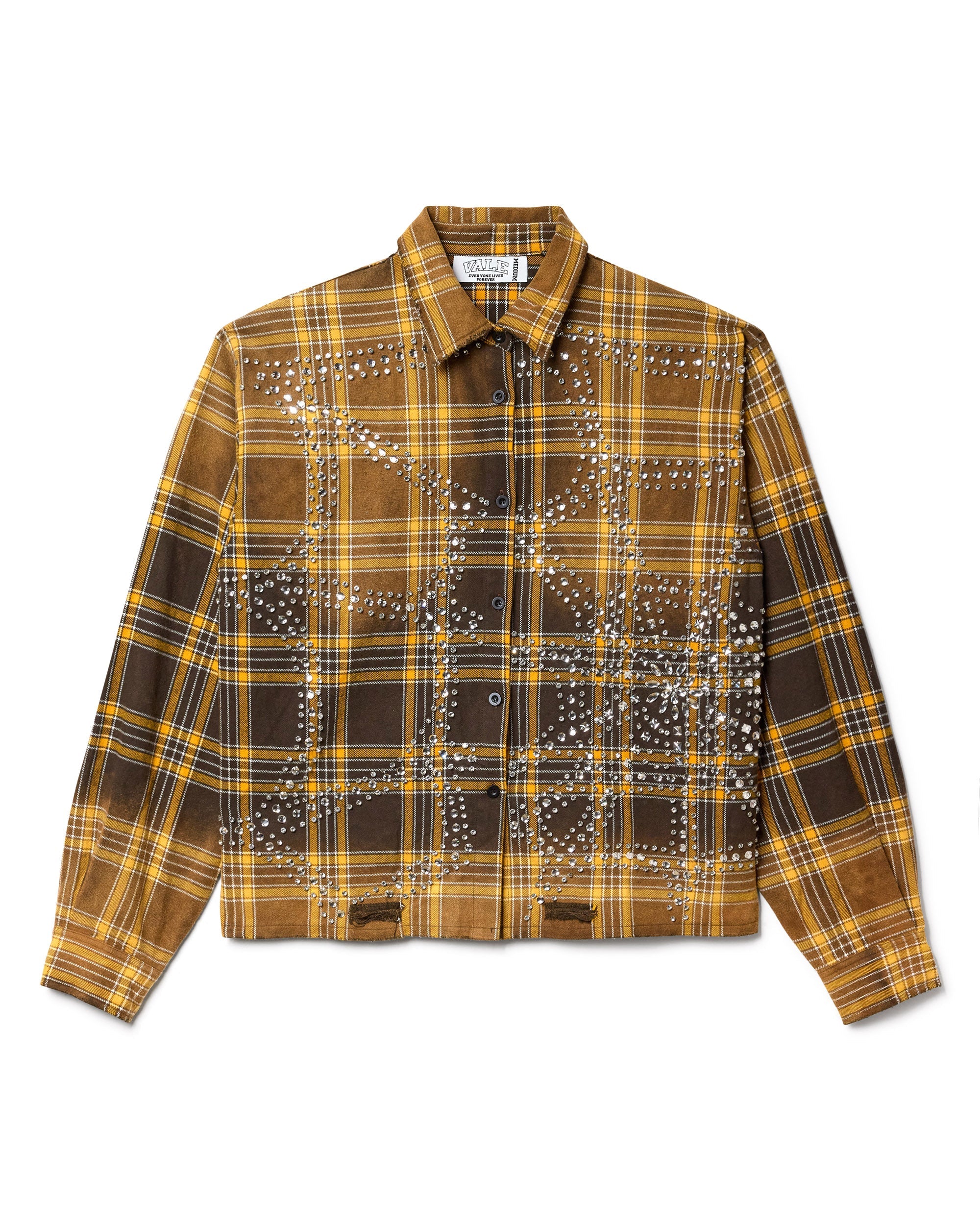 vale forever ストーン装飾 チェック柄ネルシャツ 長袖 CHOCOLATE FLANNEL – VALE JERSEY CITY