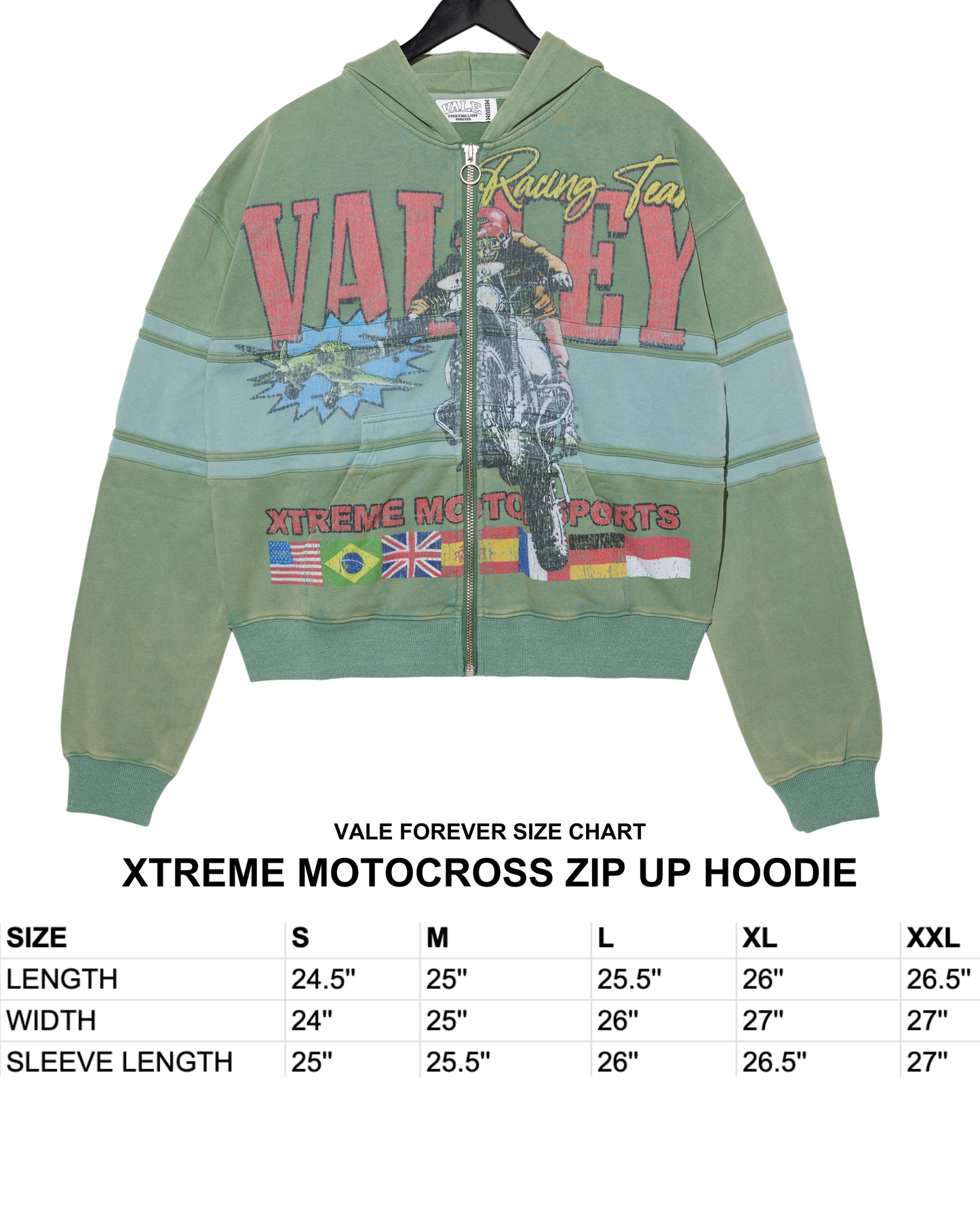 XTREME MOTOCROSS ZIP UP HOODIE