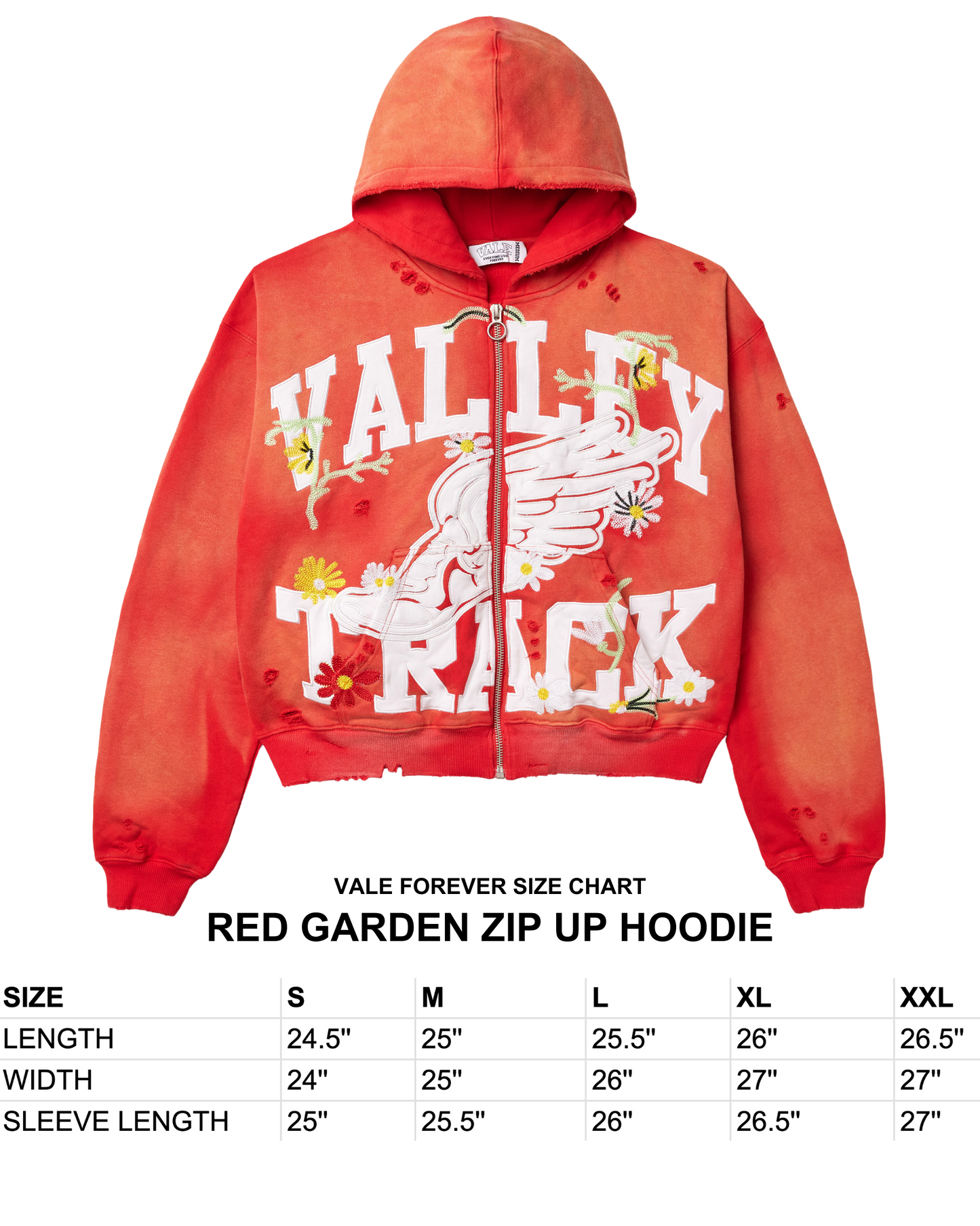 RED GARDEN ZIP UP HOODIE – VALE JERSEY CITY