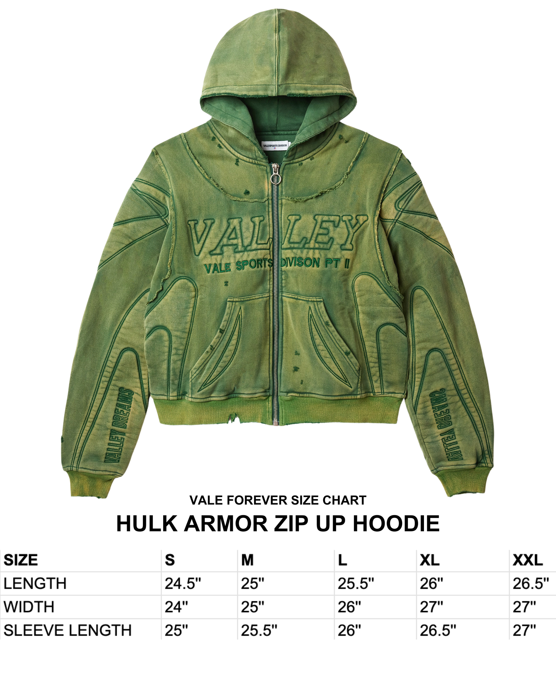 トップス VALE FOREVER HULK ARMOR ZIP UP HOODIE HULK ARMOR ZIP UP HOODIE – VALE JERSEY CITY